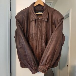 Wilsons Leather Adventure Bound Originals Bomber Jacket Mens Lg Brown W/ Liner